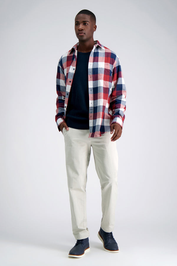 Haggar Long Sleeve Flannel Shirt Red
