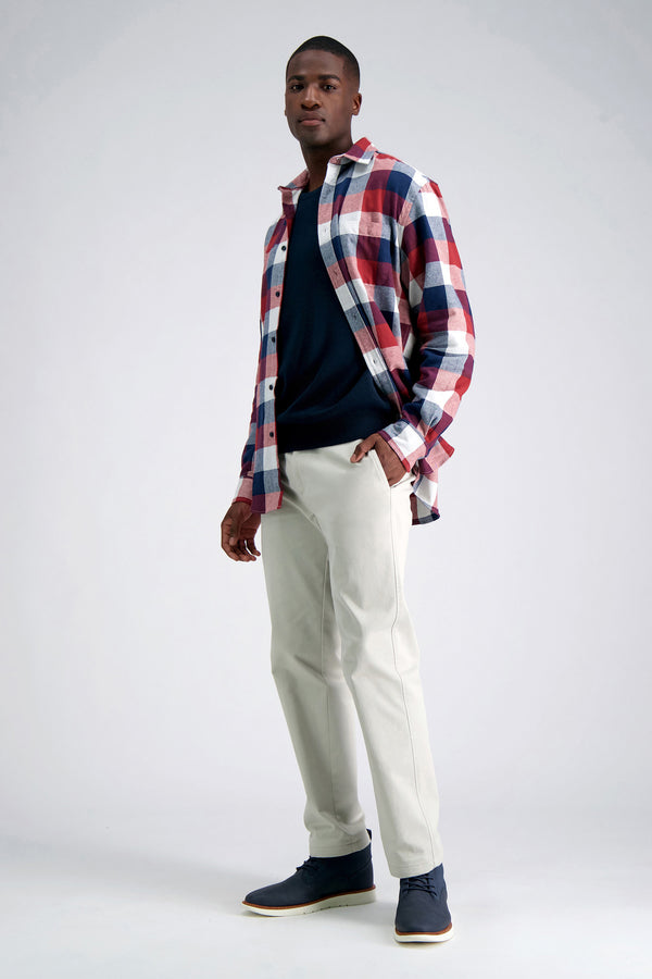 Haggar Long Sleeve Flannel Shirt Red