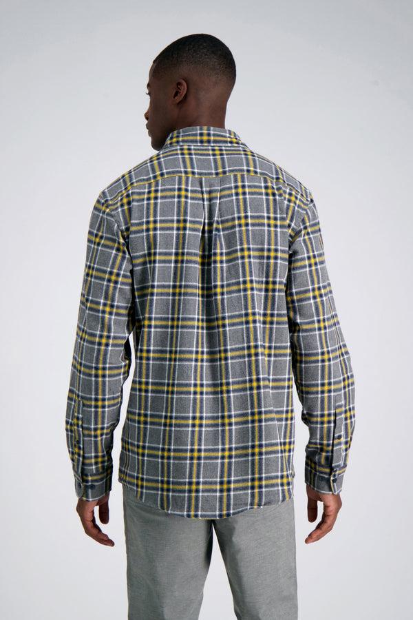 Haggar Long Sleeve Flannel Shirt Yellow