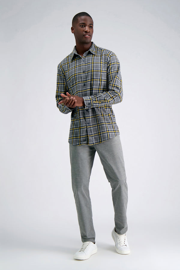 Haggar Long Sleeve Flannel Shirt Yellow