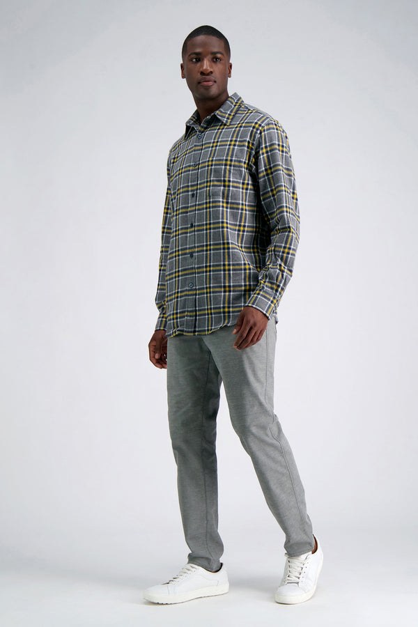 Haggar Long Sleeve Flannel Shirt Yellow