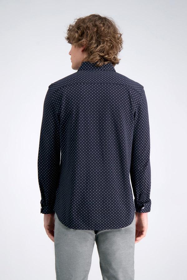 Haggar Long Sleeve Pique Shirt - Multi Dot Mocha
