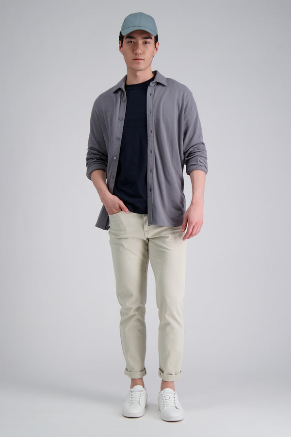 Haggar Long Sleeve Pique Shirt Taupe