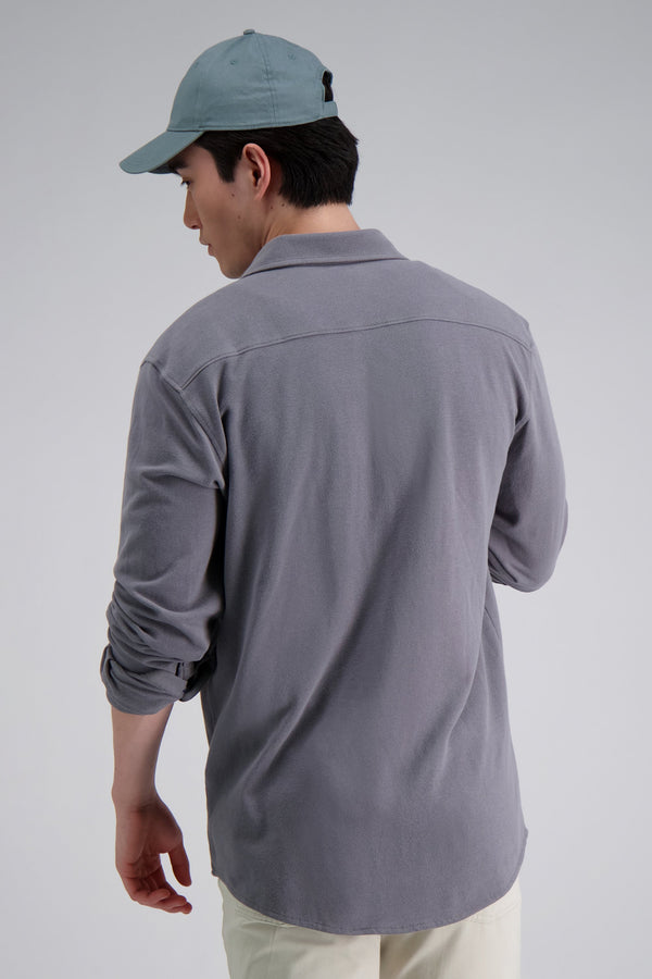 haggar Long Sleeve Pique Shirt Taupe