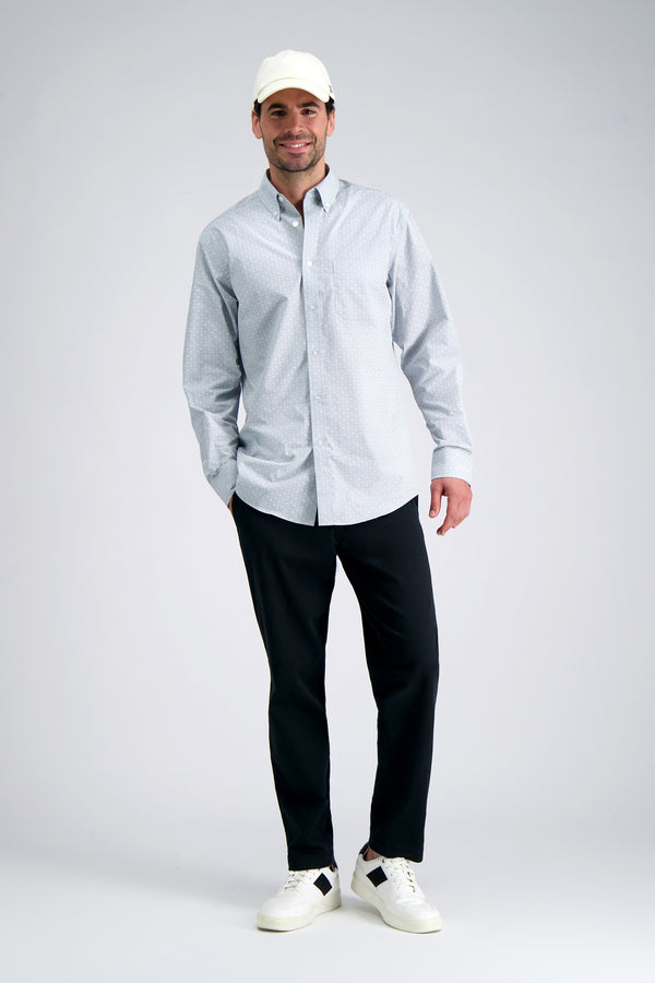 Haggar Long Sleeve Poplin Shirt Light Grey