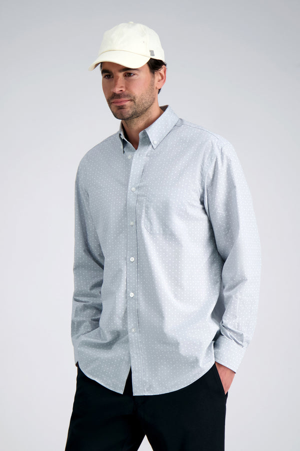 haggar Long Sleeve Poplin Shirt Light Grey