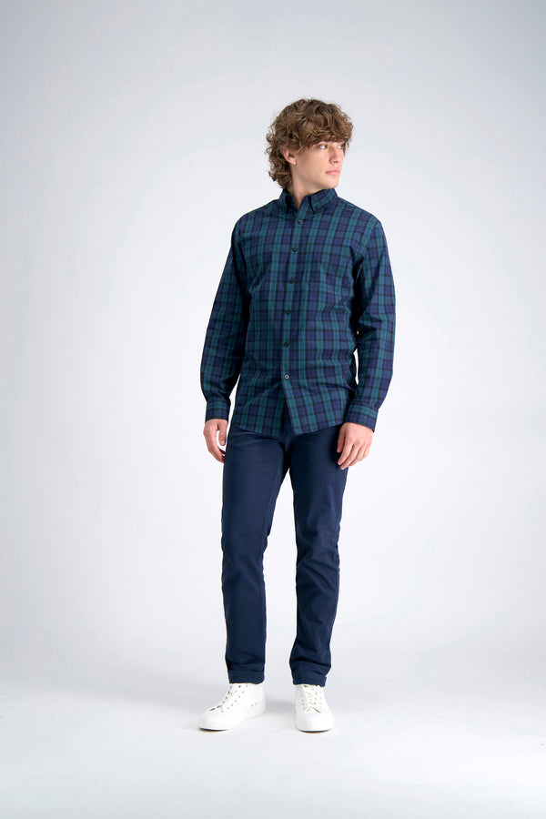 Haggar Long Sleeve Poplin Shirt Navy