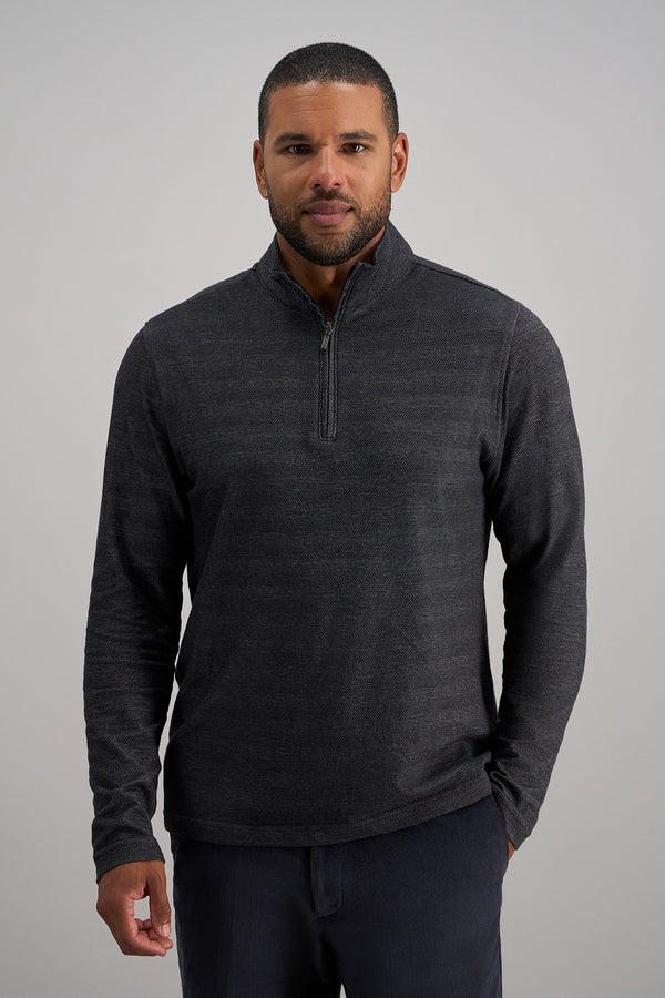 haggar Long Sleeve Quarter Zip Shirt Black