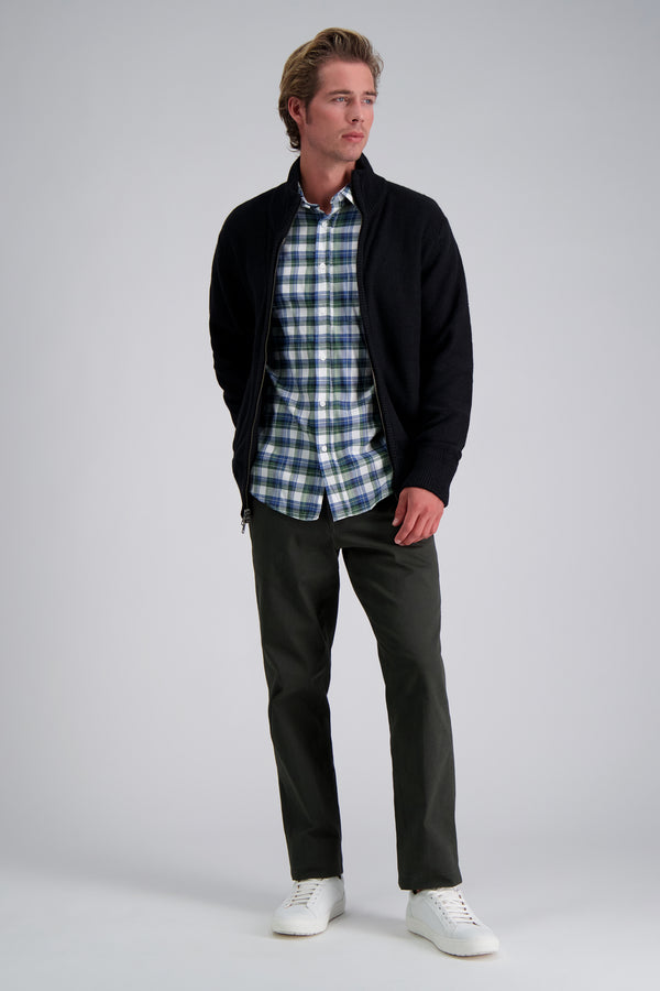 Haggar Long Sleeve Zip Sweater Dark Heather Grey