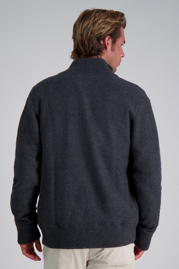 Haggar Long Sleeve Zip Sweater Dark Heather Grey