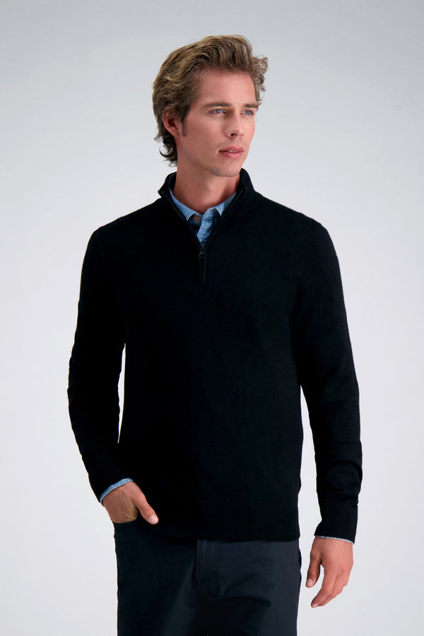 haggar Long Sleeve Zip Sweater Sangria