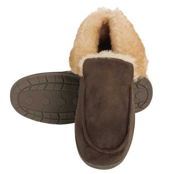 haggar Microsuede Bootie Slippers Brown