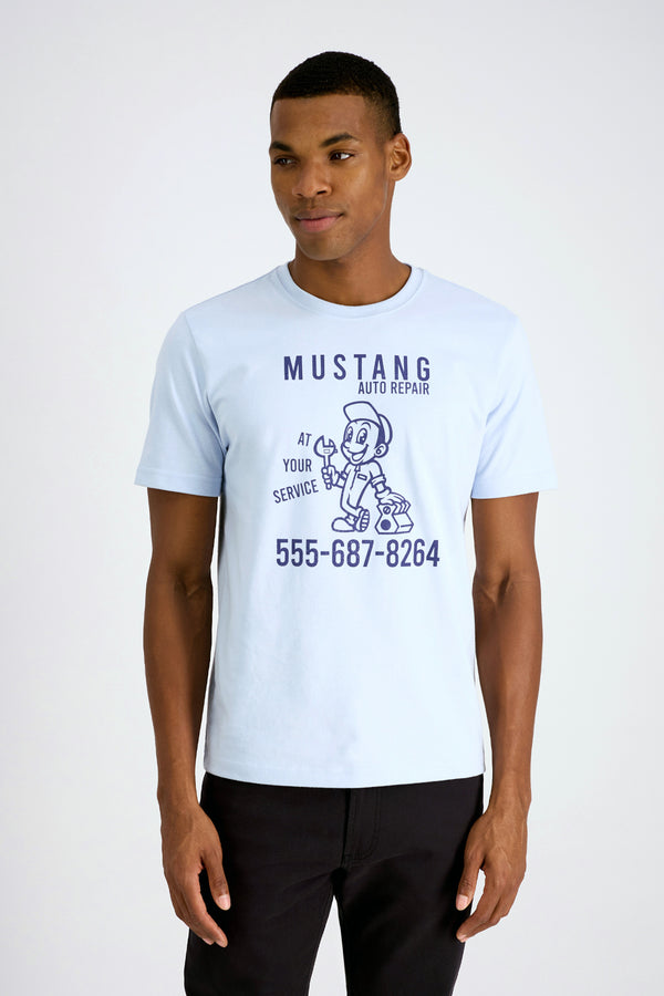 haggar Mustang® Graphic Jersey Tee Light Blue