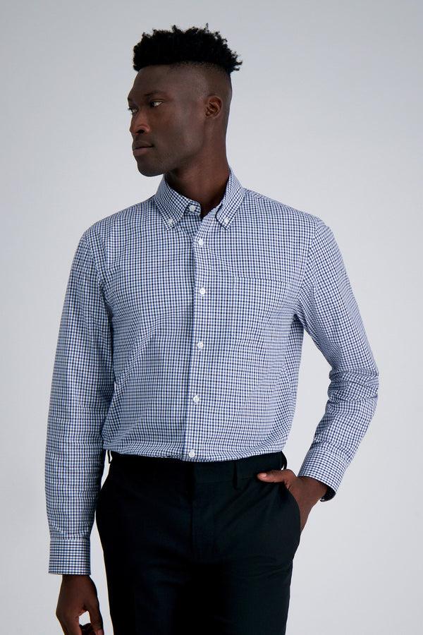 haggar Premium Comfort Dress Shirt - Blue Plaid Blue