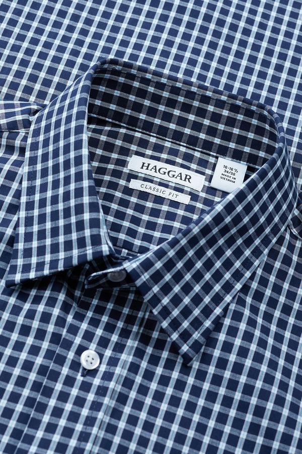 Haggar Premium Comfort Dress Shirt - Navy Check Navy