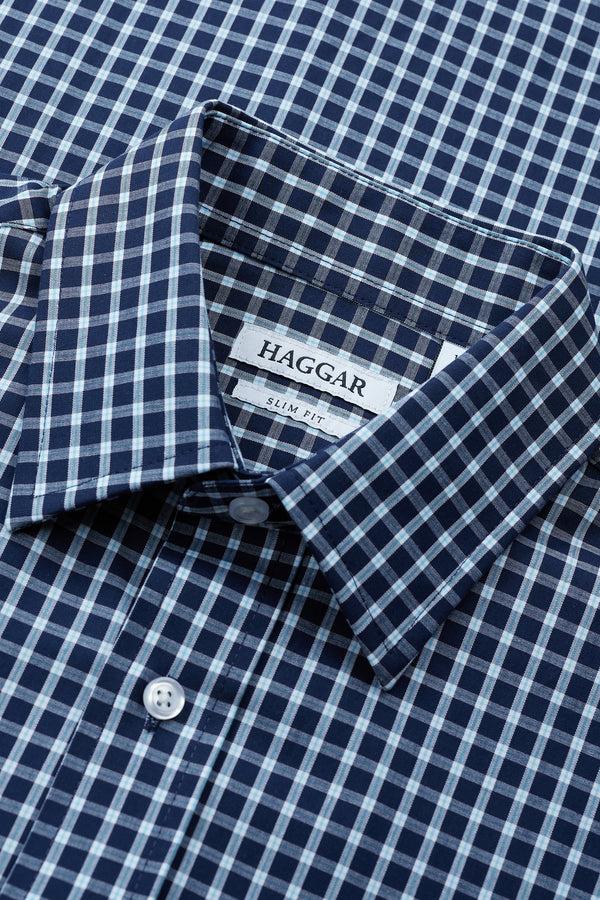 Haggar Premium Comfort Dress Shirt - Navy Check Navy