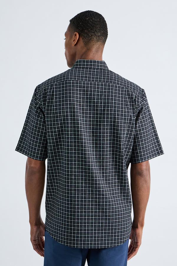 Haggar Short Sleeve Button-Down Linen Shirt Black