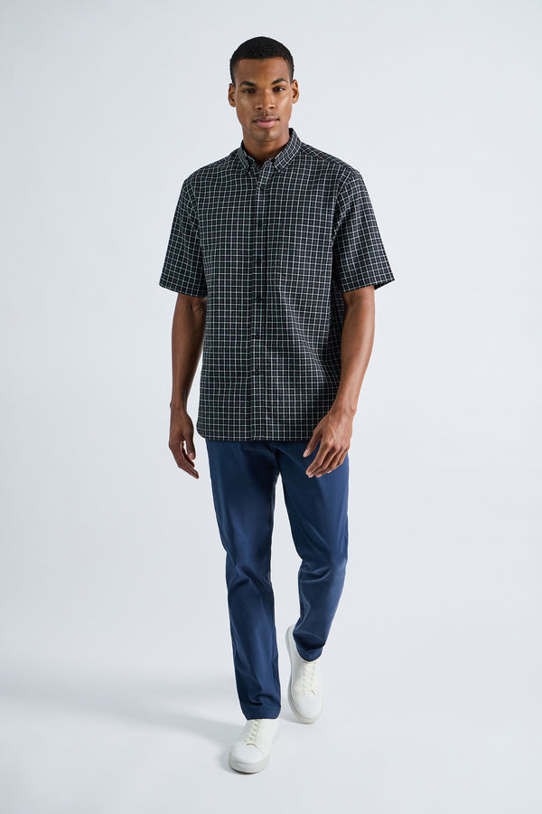 Haggar Short Sleeve Button-Down Linen Shirt Black