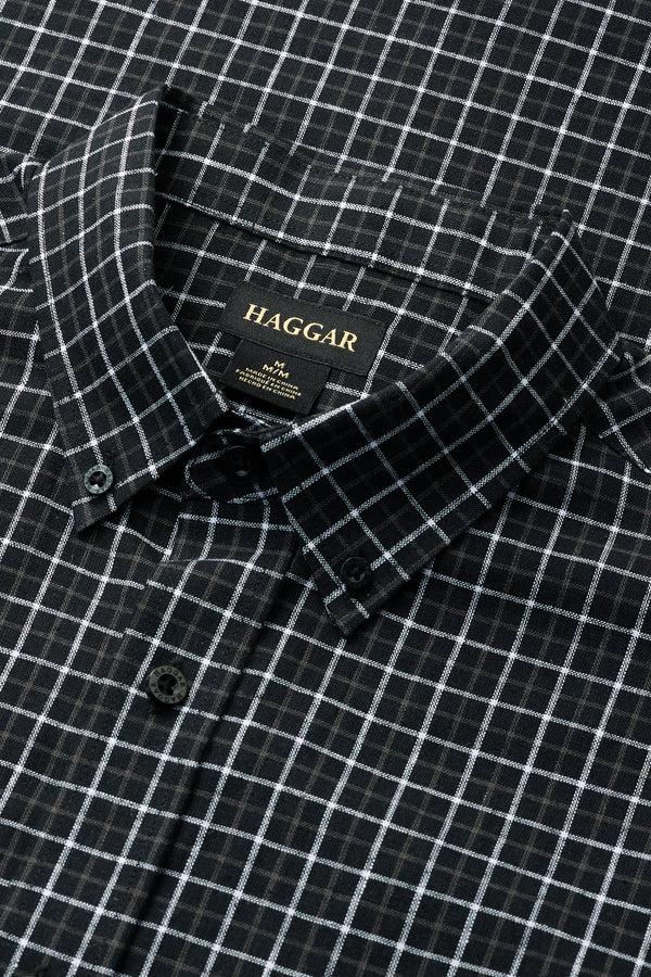 Haggar Short Sleeve Button-Down Linen Shirt Black