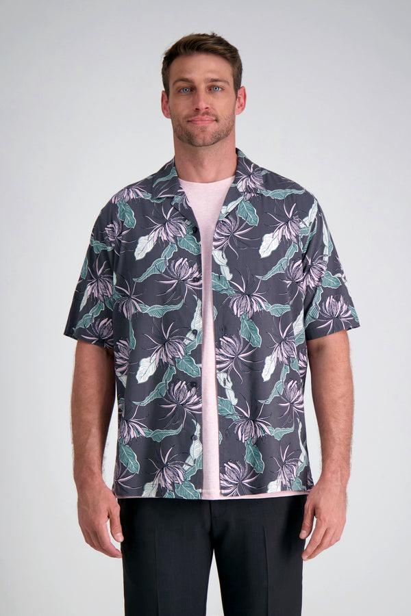 Haggar Short Sleeve Camp Shirt Brown