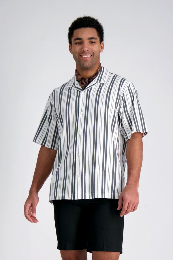 haggar Short Sleeve Camp Shirt Charcoal