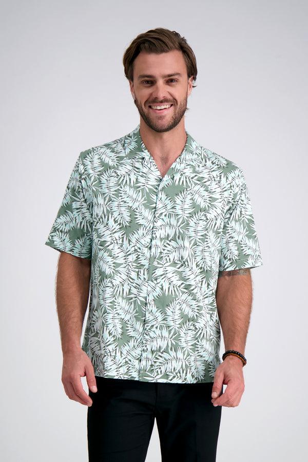 haggar Short Sleeve Camp Shirt White