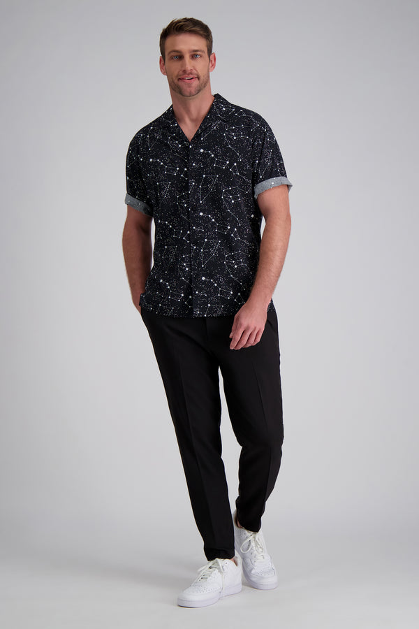 Haggar Short Sleeve Celestrial Camp Shirt Black