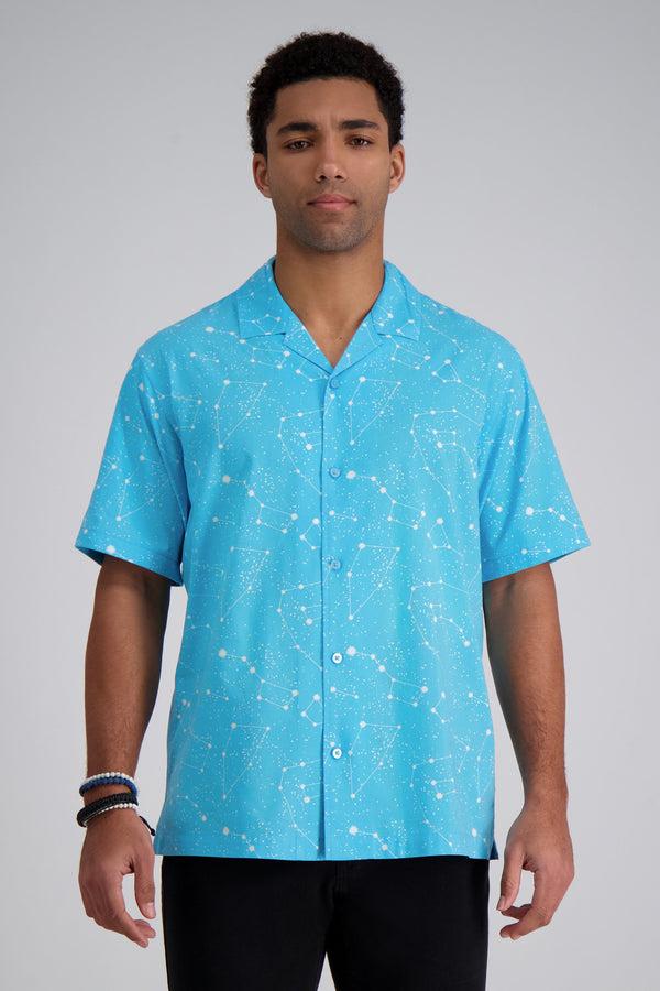 Haggar Short Sleeve Celestrial Camp Shirt Black