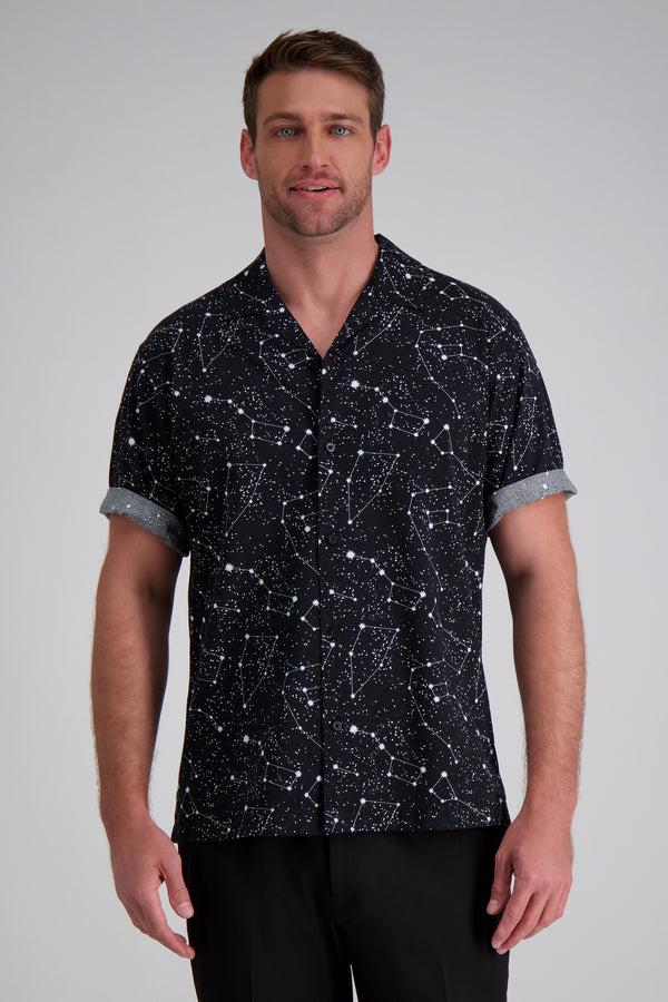 haggar Short Sleeve Celestrial Camp Shirt Black