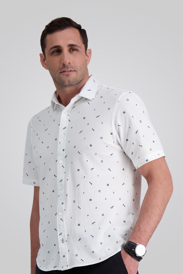 Haggar Short Sleeve Pique Shirt White