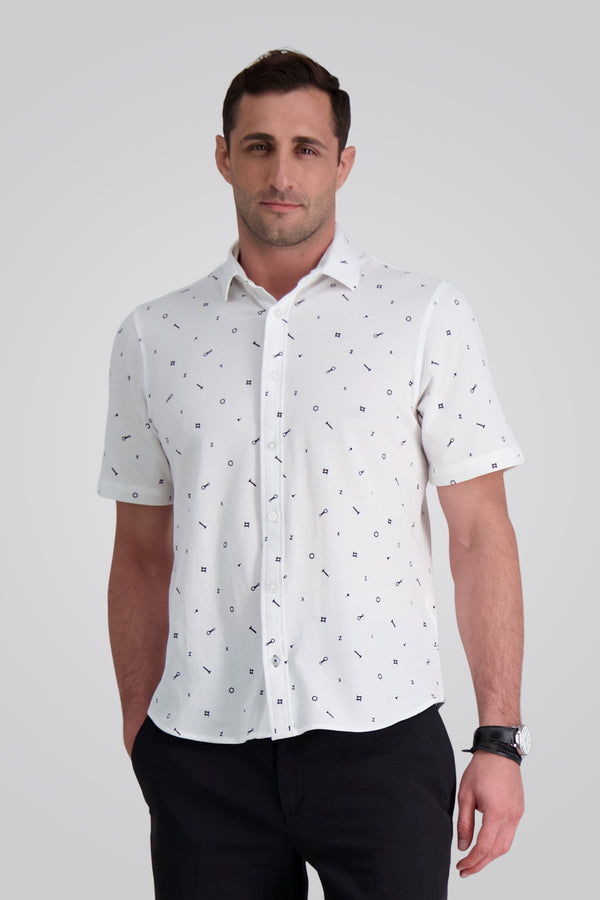 haggar Short Sleeve Pique Shirt White