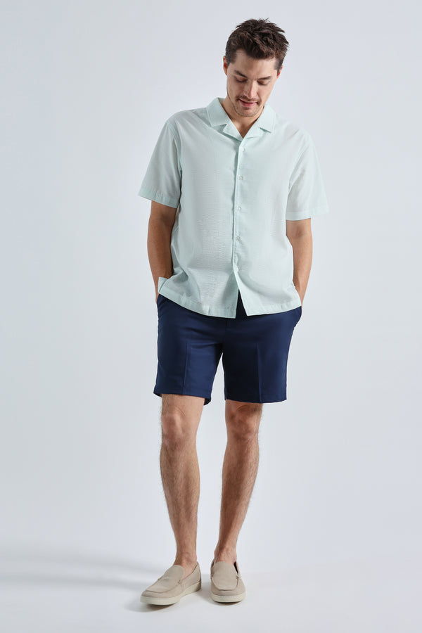 Haggar Short Sleeve Seersucker Camp Shirt Seafoam