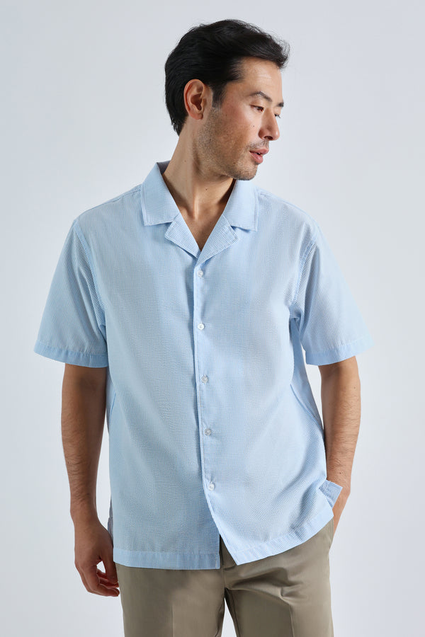 Haggar Short Sleeve Seersucker Camp Shirt Seafoam