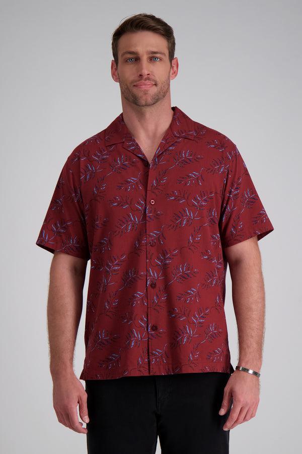 Haggar Short Sleeve Tropical Camp Shirt Charcoal