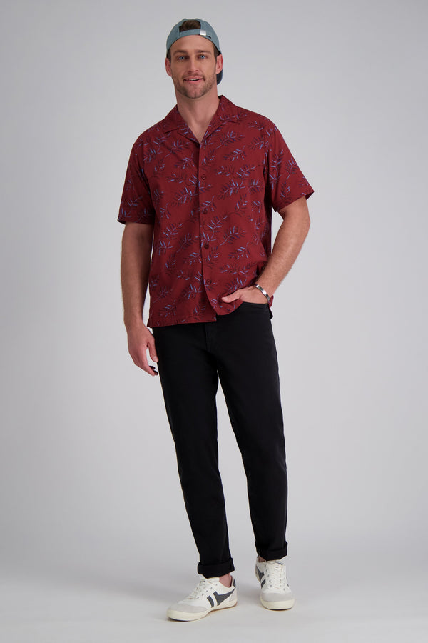 Haggar Short Sleeve Tropical Camp Shirt Charcoal