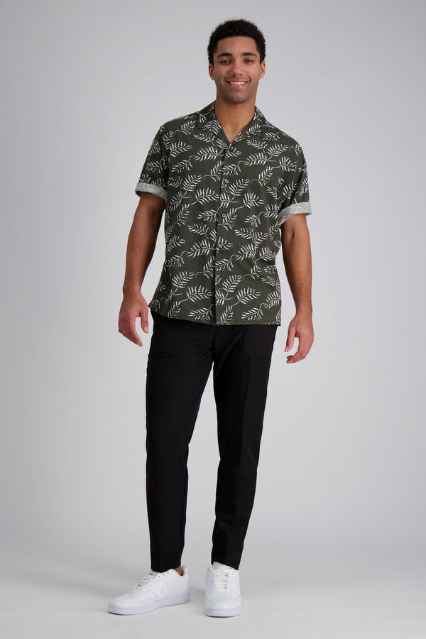 haggar Short Sleeve Tropical Camp Shirt Charcoal