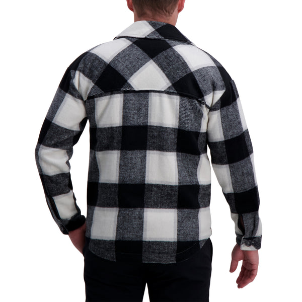 Haggar Supersoft Plaid Shacket Black