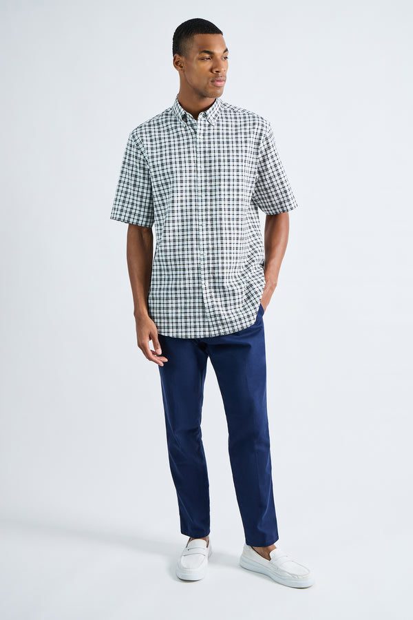 Haggar Life Khaki™ Short Sleeve Button-Down Linen Shirt White