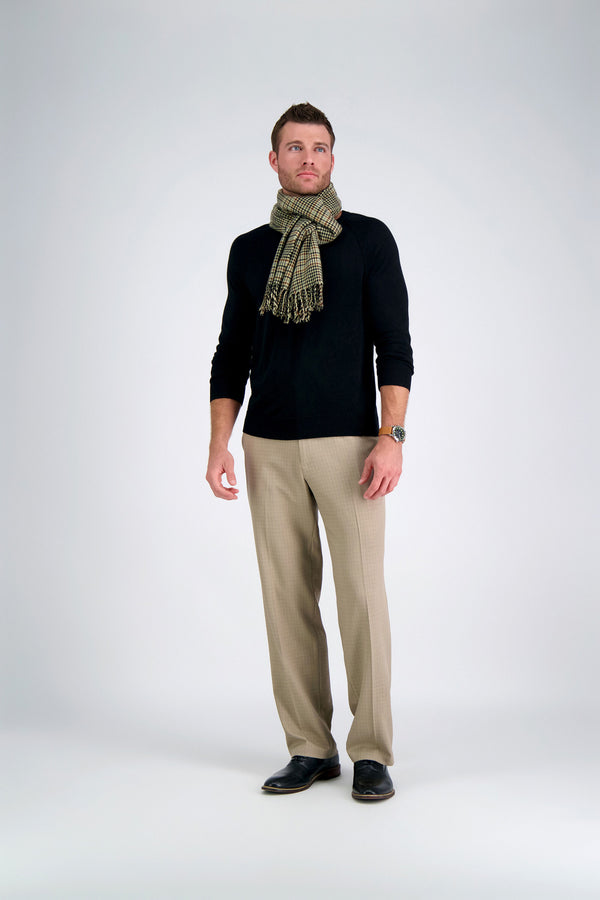 Haggar Premium Comfort Dress Pant - Checker Plaid Khaki