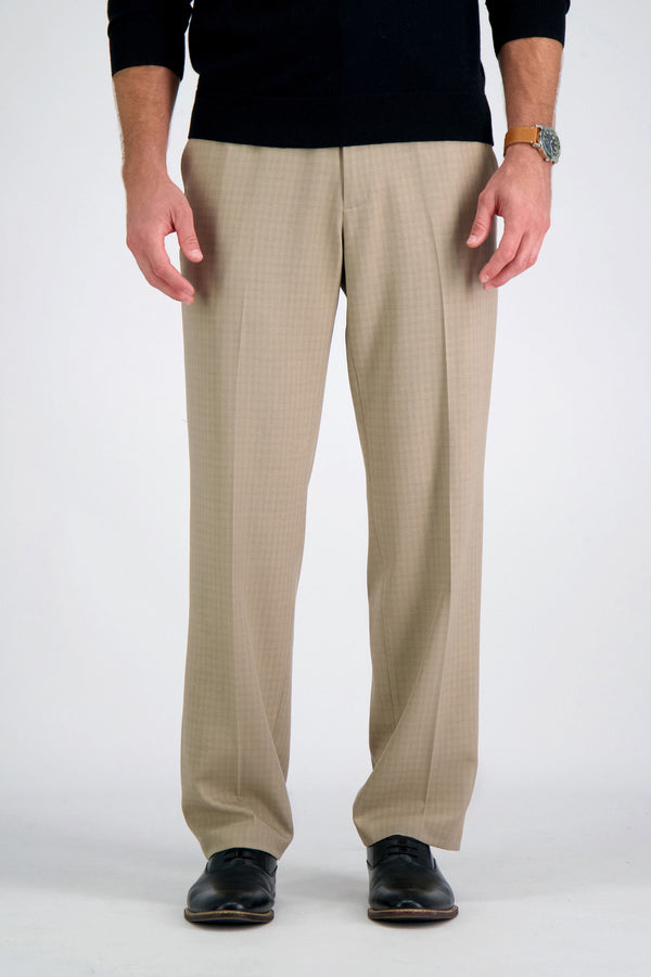Haggar Premium Comfort Dress Pant - Checker Plaid Khaki