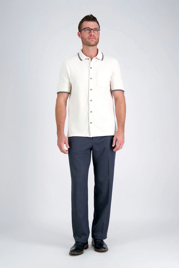 haggar Premium Comfort Dress Pant - Checker Plaid Khaki