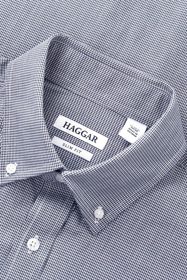Haggar Premium Comfort Dress Shirt - Black Check Black