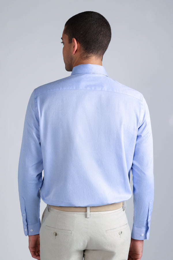 Haggar Premium Comfort Dress Shirt - Blue Herringbone Blue