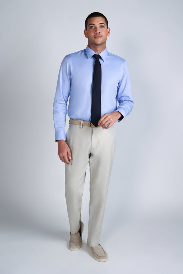 Haggar Premium Comfort Dress Shirt - Blue Herringbone Blue