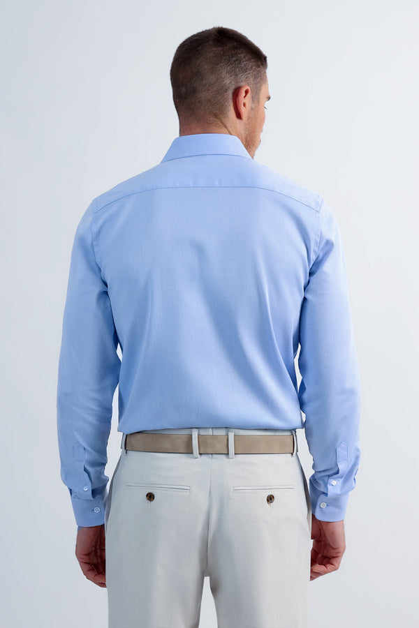 Haggar Premium Comfort Dress Shirt - Blue Herringbone Blue