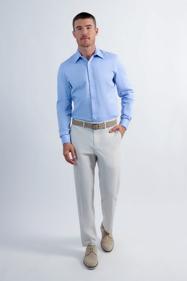 Haggar Premium Comfort Dress Shirt - Blue Herringbone Blue