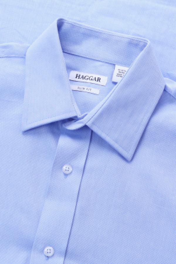 Haggar Premium Comfort Dress Shirt - Blue Herringbone Blue