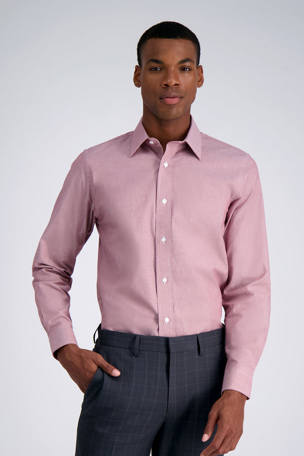 haggar Premium Comfort Dress Shirt - Burgundy Heather Burgundy