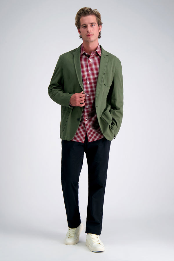 Haggar Premium Comfort Dress Shirt - Dark Red Check Red