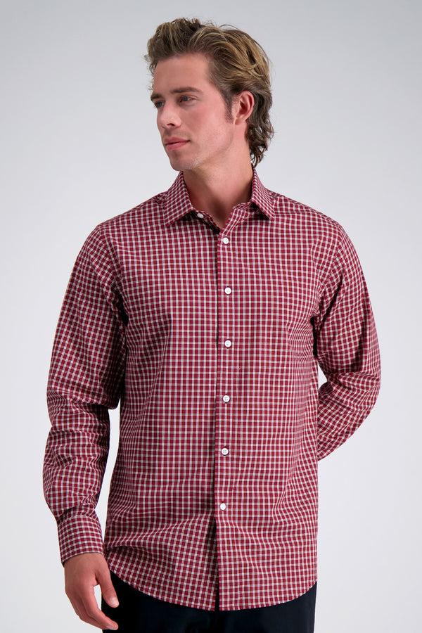 haggar Premium Comfort Dress Shirt - Dark Red Check Red